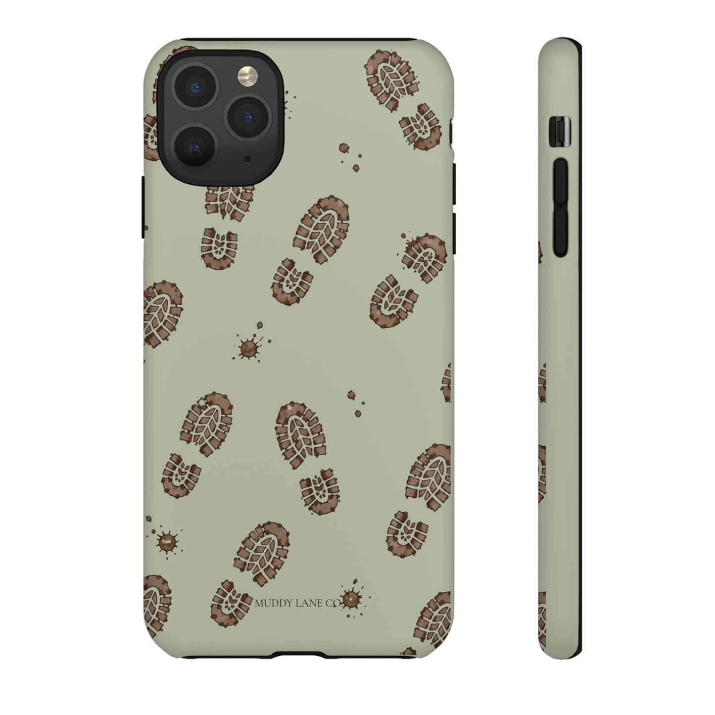 Muddy Boot Print Tough Phone Case in Light Sage Matte