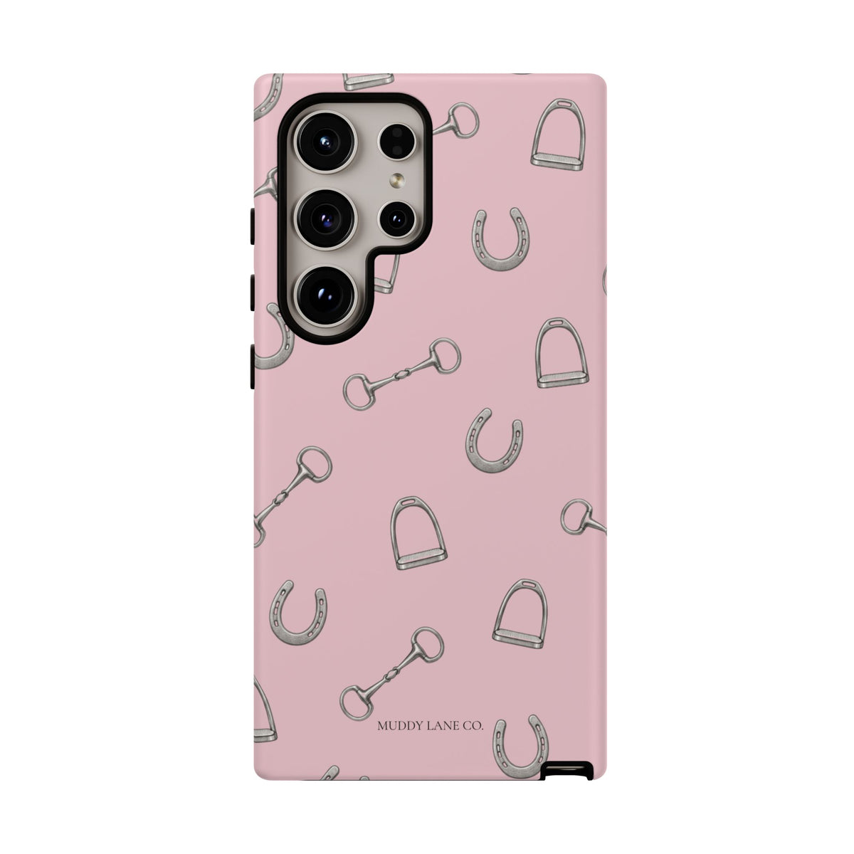 Tack Room Pattern Tough Phone Case in Soft Rosette Pink Matte
