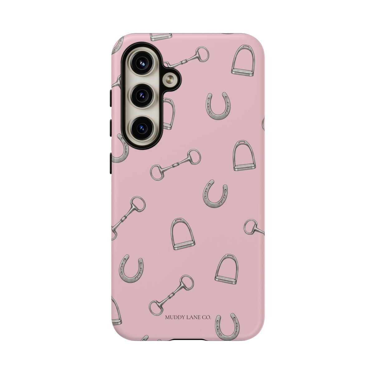 Tack Room Pattern Tough Phone Case in Soft Rosette Pink Matte