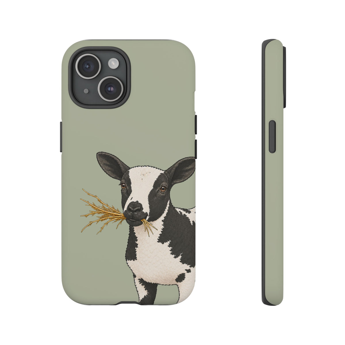 Dutch Spotted Sheep Close-Up Tough Phone Case in Light Sage Matte