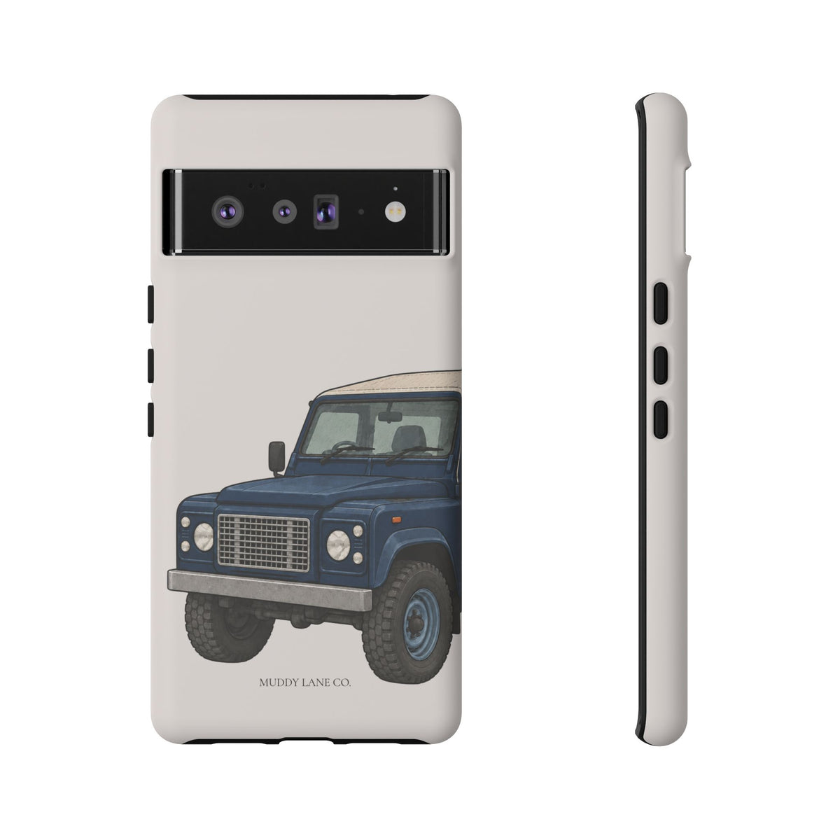 Blue Classic 4x4 Close-Up Tough Phone Case in Warm Cream Matte