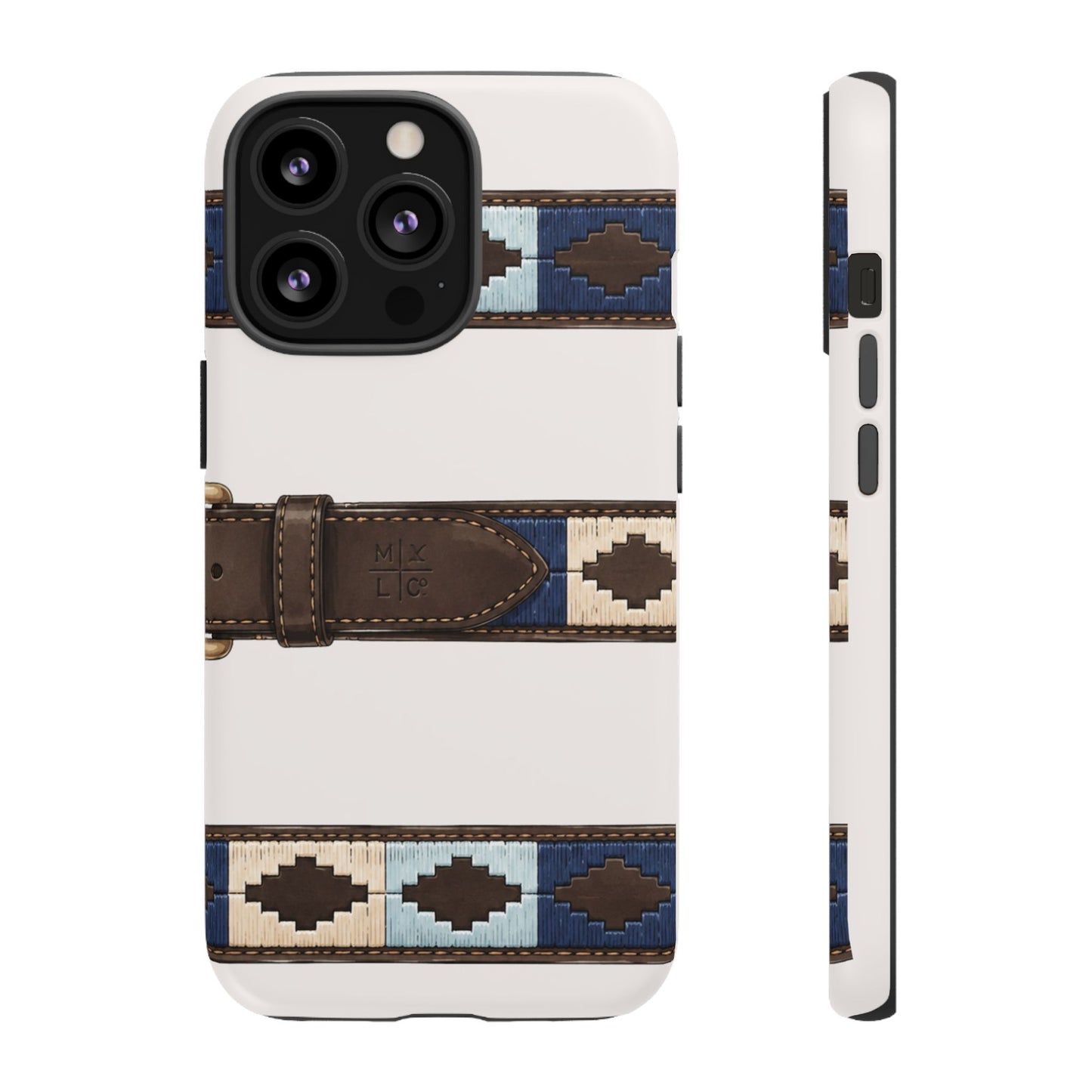 Country Belt Pattern Tough Phone Case in Warm Cream Matte