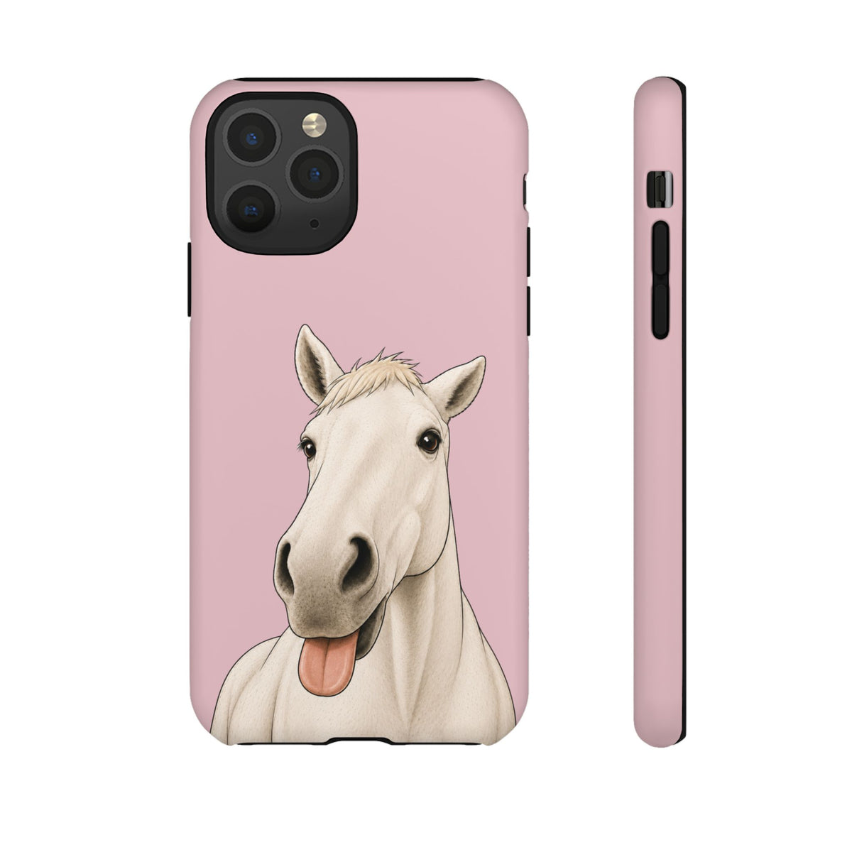 Silly White Horse Tough Phone Case in Soft Rosette Pink Matte