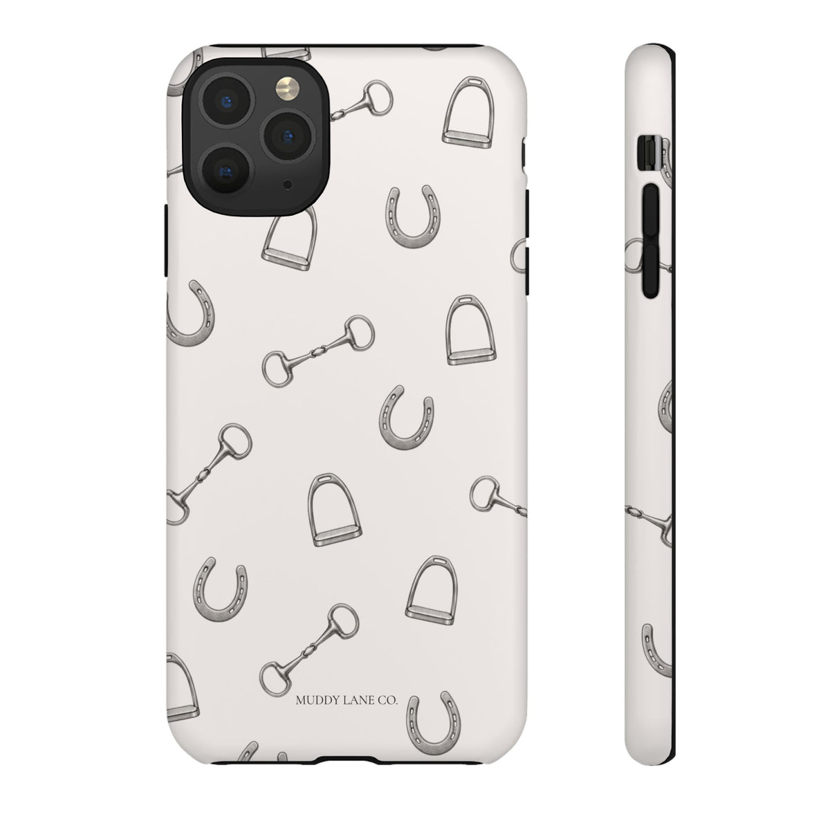 Tack Room Pattern Tough Phone Case in Warm Cream Matte