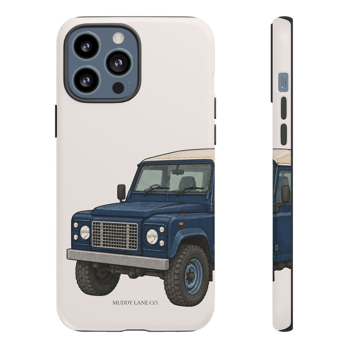 Blue Classic 4x4 Close-Up Tough Phone Case in Warm Cream Matte