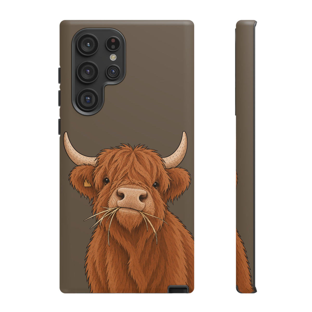 Highland Cow Close-Up Tough Phone Case in Taupe Brown Matte