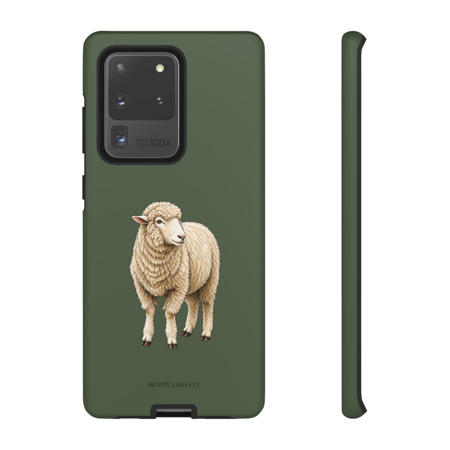Sheep Tough Phone Case in Forest Green Matte