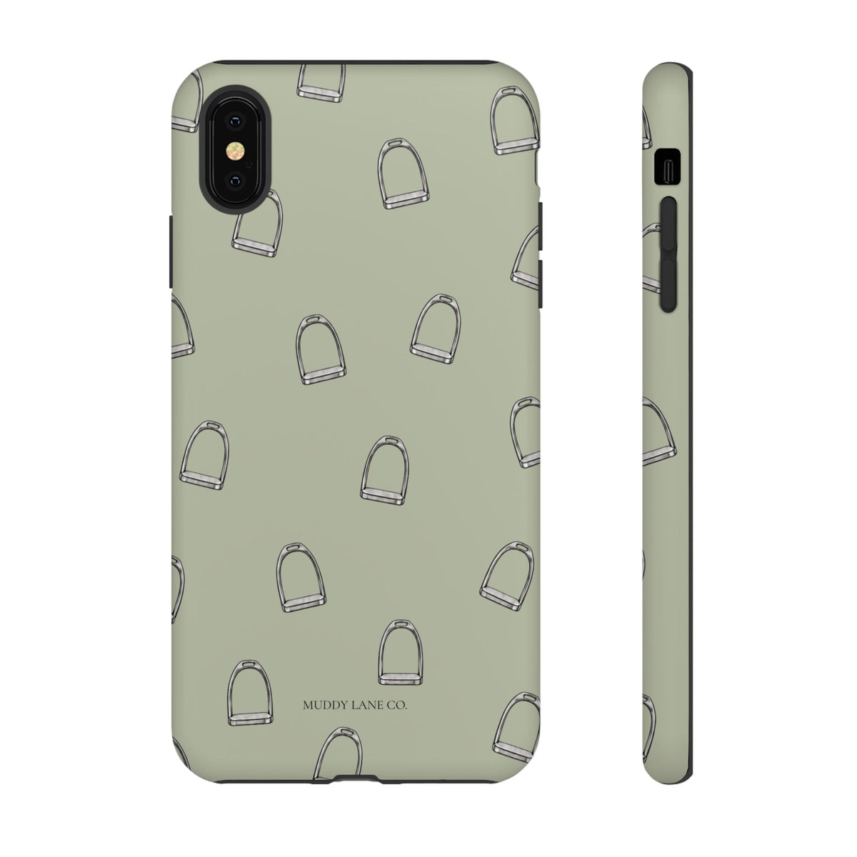 Stirrup Pattern Tough Phone Case in Light Sage Matte