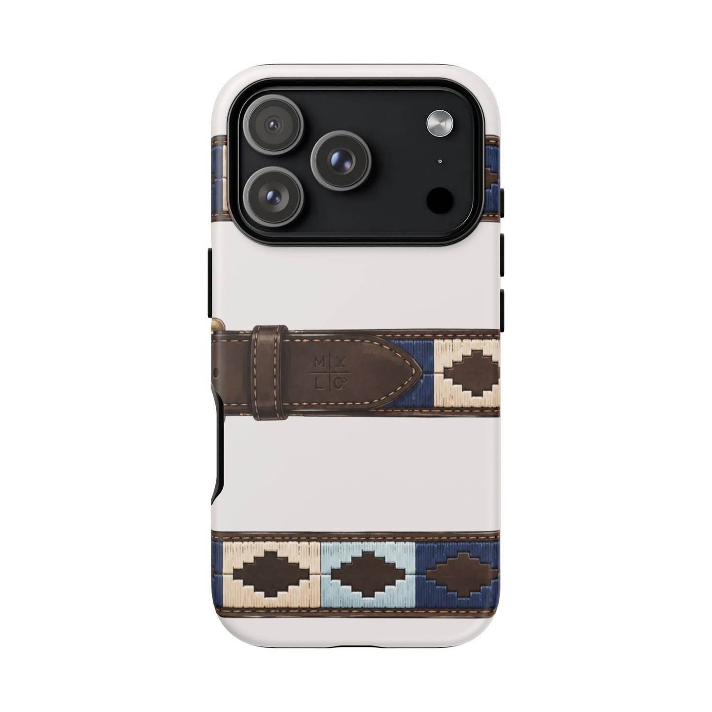 Country Belt Pattern Tough Phone Case in Warm Cream Matte