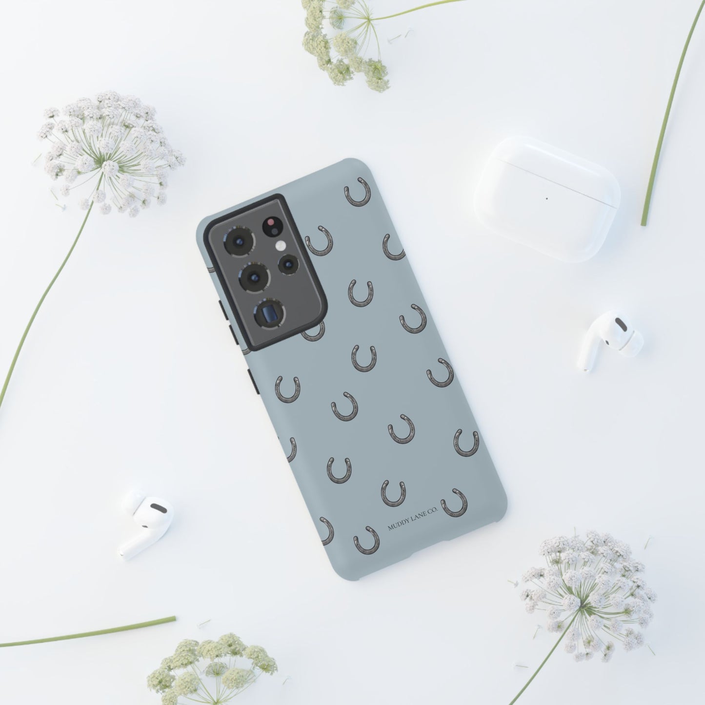 Horseshoe Pattern Tough Phone Case in Dusty Blue Matte