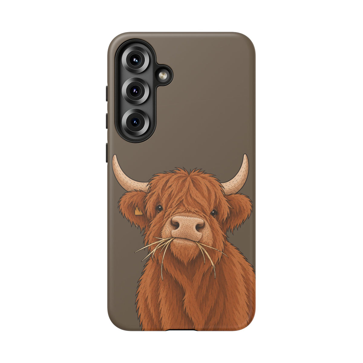 Highland Cow Close-Up Tough Phone Case in Taupe Brown Matte