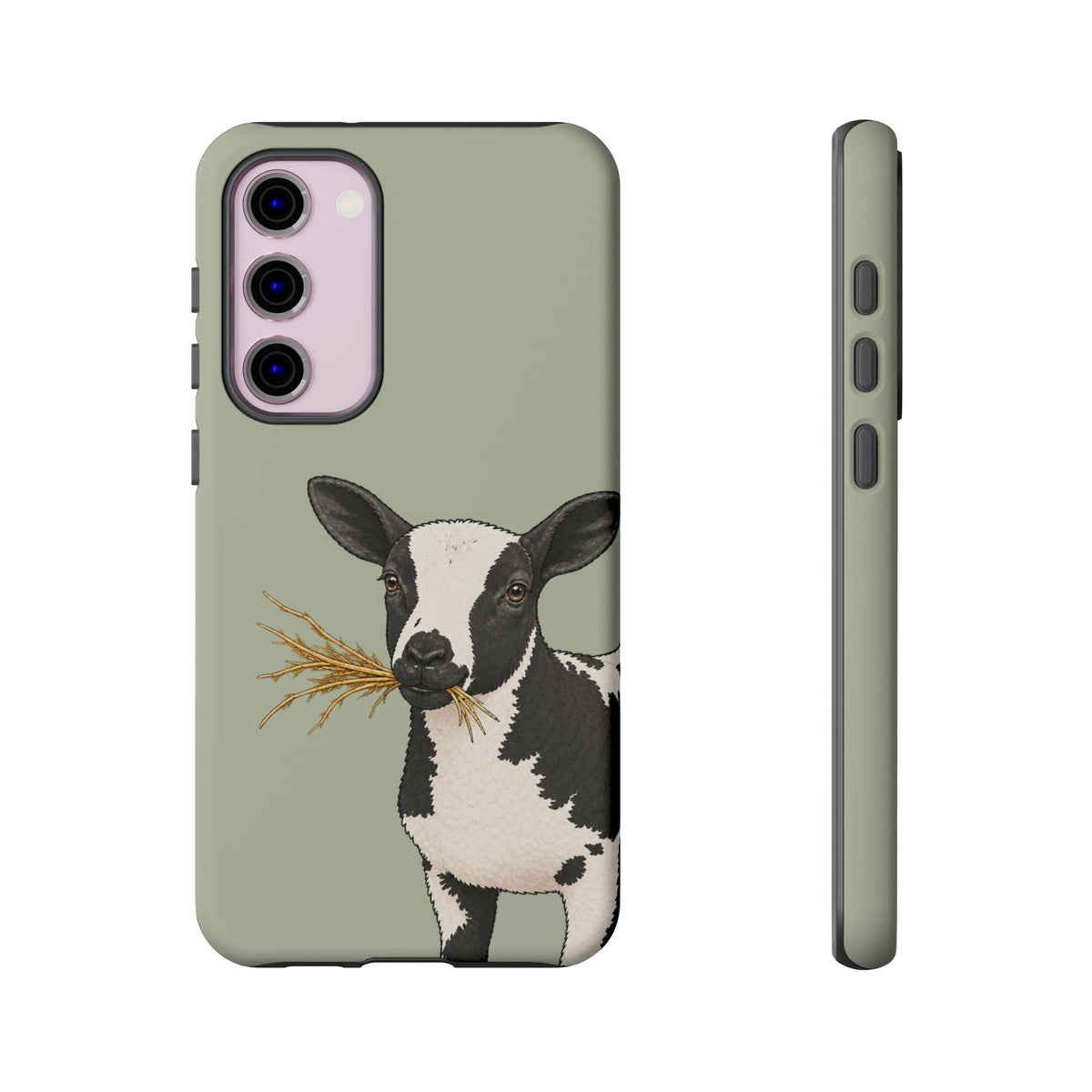 Dutch Spotted Sheep Close-Up Tough Phone Case in Light Sage Matte