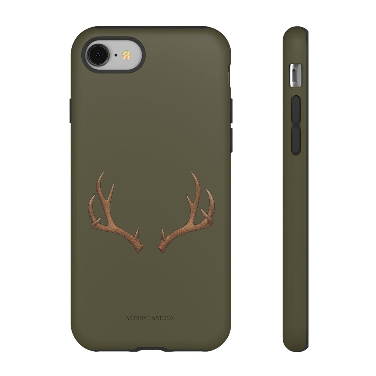 Antlers phone case in Muddy Green by Muddy Lane Co, photo 2