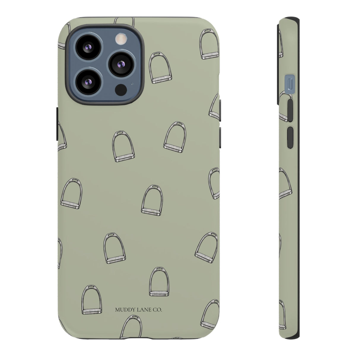 Stirrup Pattern Tough Phone Case in Light Sage Matte