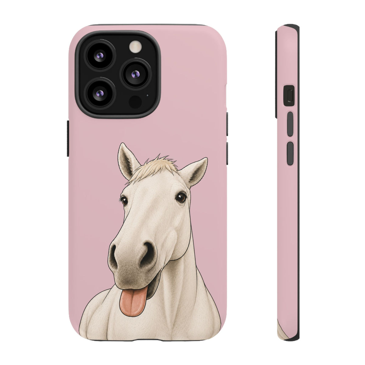 Silly White Horse Tough Phone Case in Soft Rosette Pink Matte