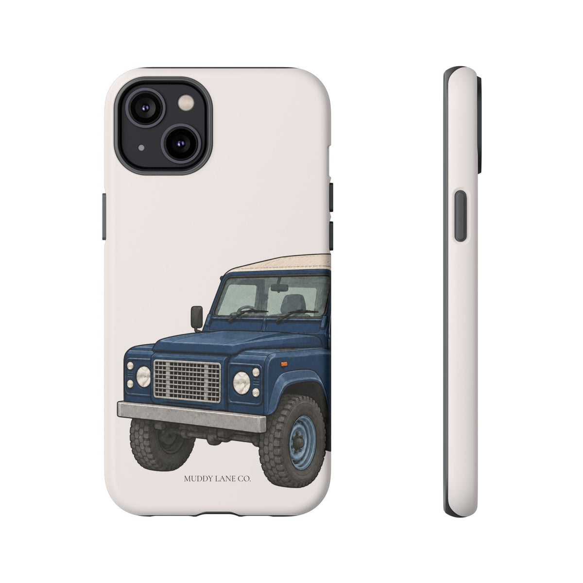 Blue Classic 4x4 Close-Up Tough Phone Case in Warm Cream Matte