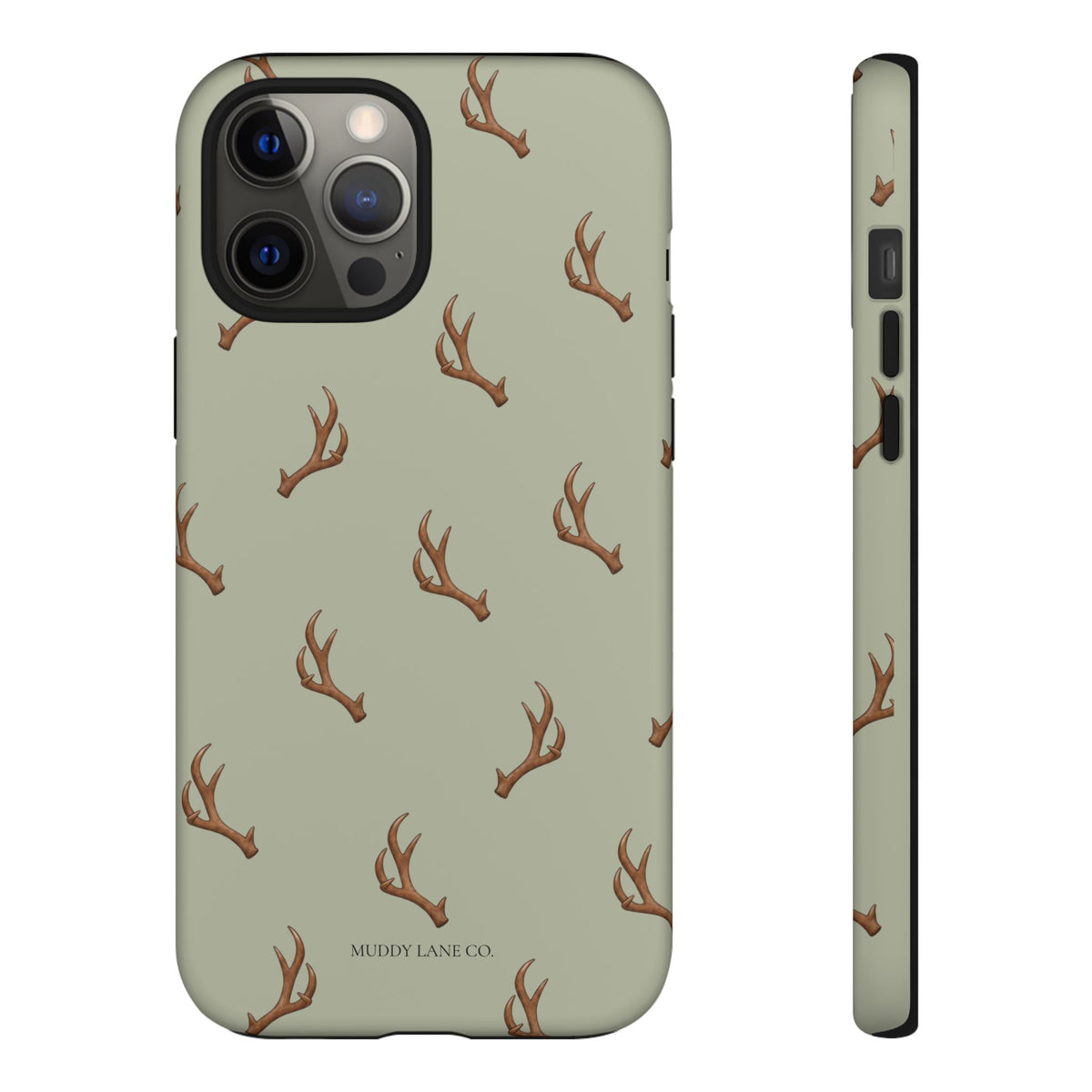 Antler Pattern Tough Phone Case in Light Sage Matte