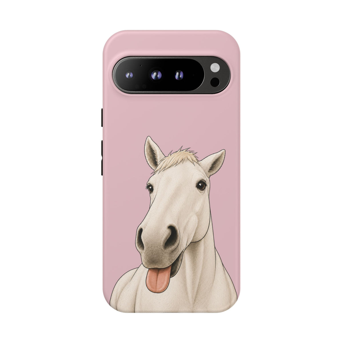 Silly White Horse Tough Phone Case in Soft Rosette Pink Matte