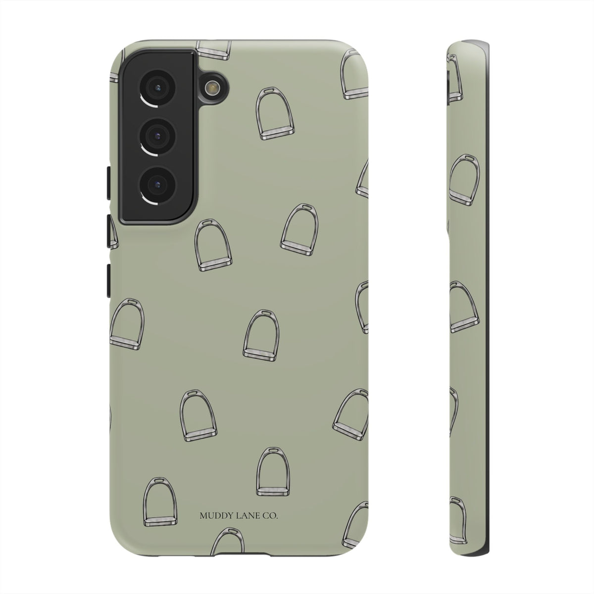 Stirrup Pattern Tough Phone Case in Light Sage Matte
