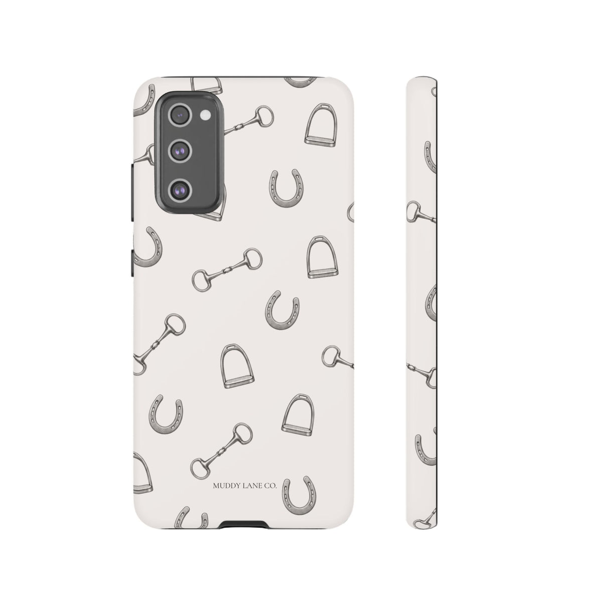 Tack Room Pattern Tough Phone Case in Warm Cream Matte