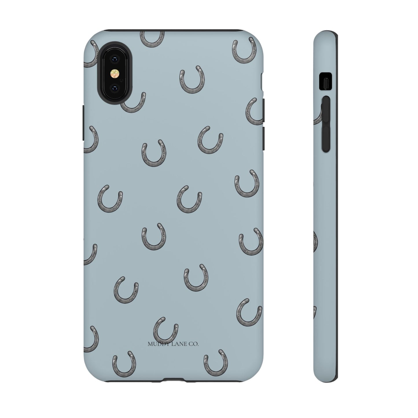 Horseshoe Pattern Tough Phone Case in Dusty Blue Matte