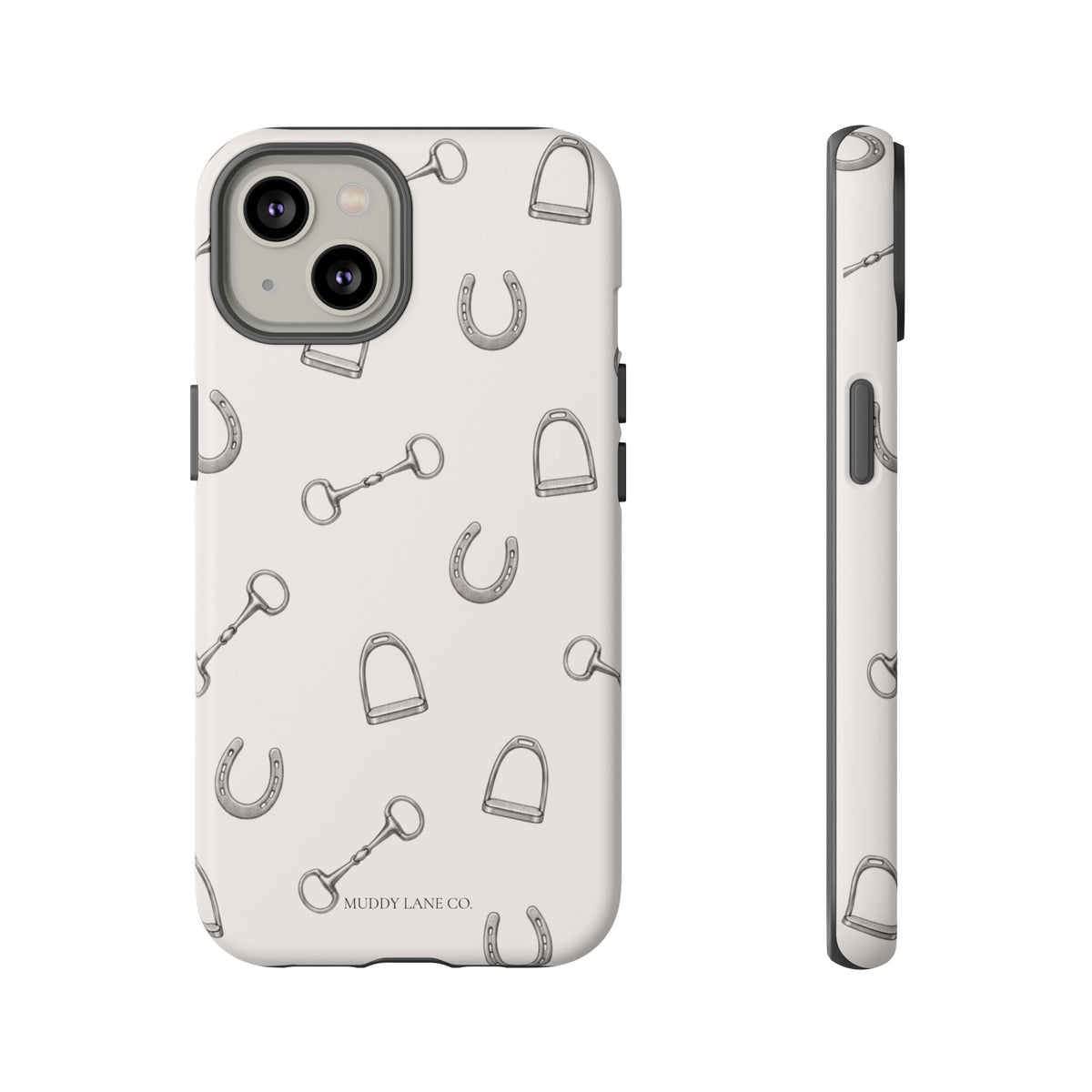 Tack Room Pattern Tough Phone Case in Warm Cream Matte