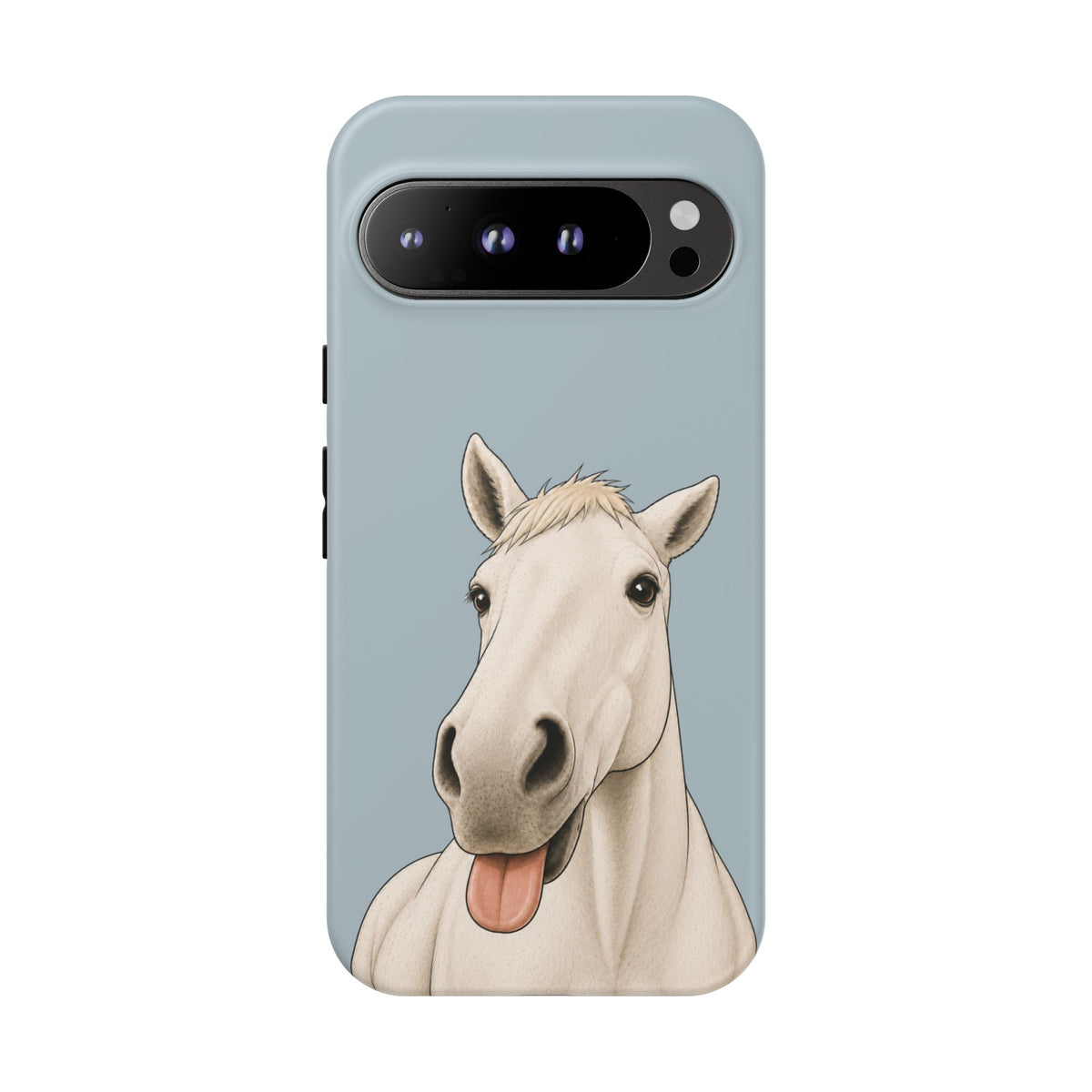 Silly White Horse Tough Phone Case in Dusty Blue Matte