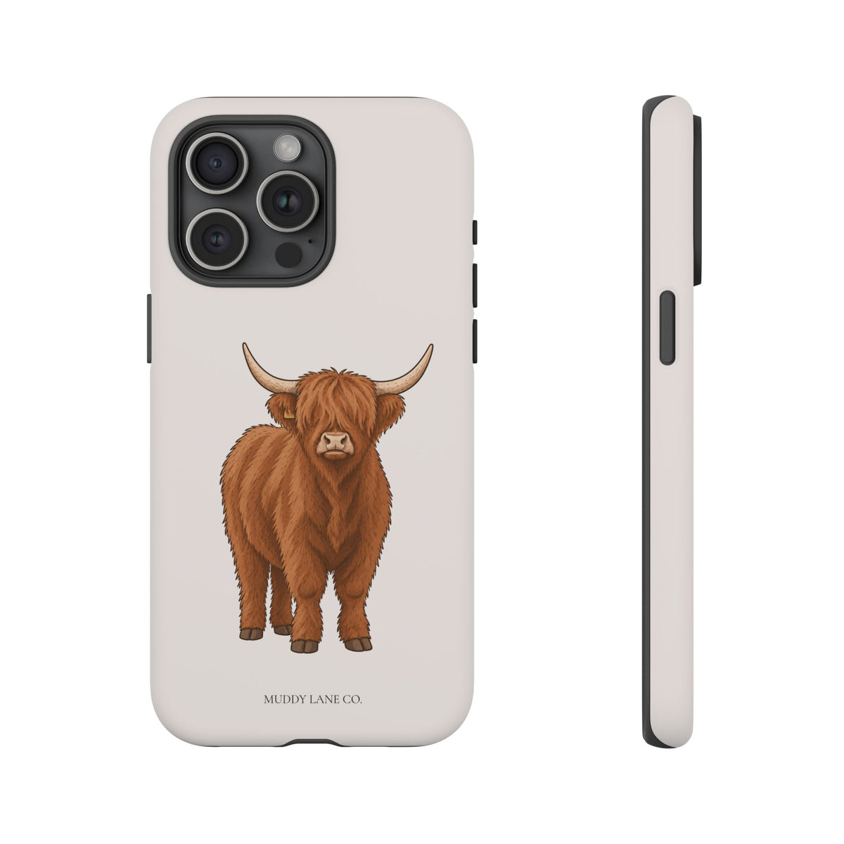 Highland Cow Tough Phone Case in Warm Cream Matte