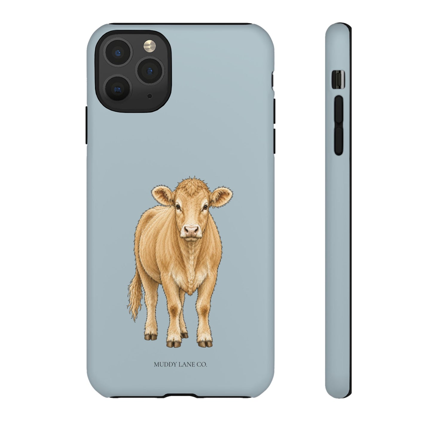 Farm Cow Tough Phone Case in Dusty Blue Matte