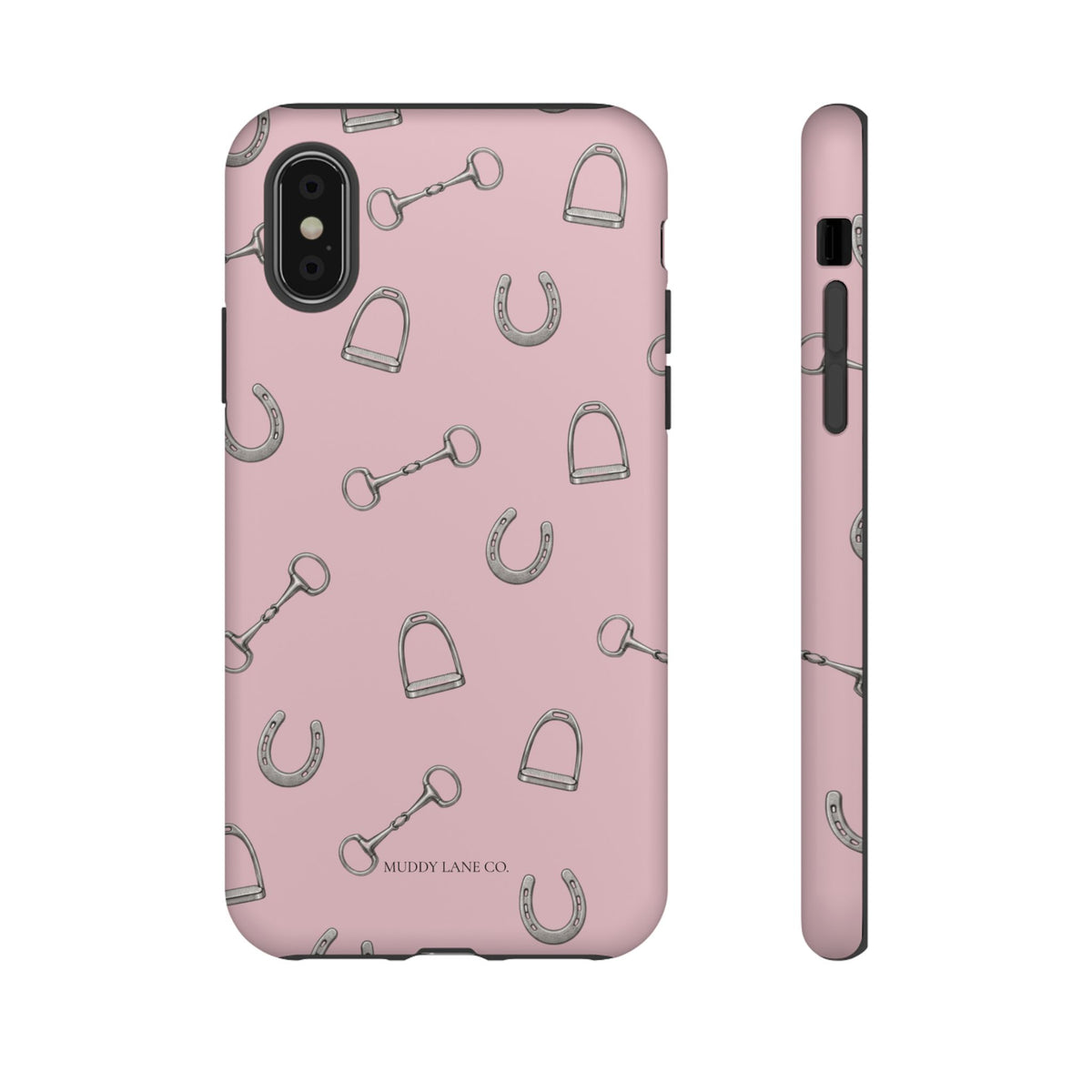 Tack Room Pattern Tough Phone Case in Soft Rosette Pink Matte