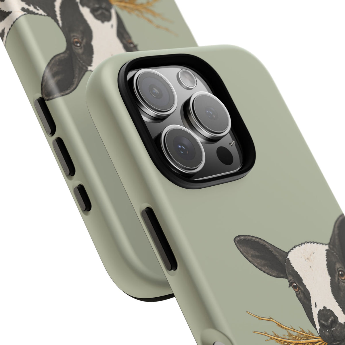 Dutch Spotted Sheep Close-Up Tough Phone Case in Light Sage Matte