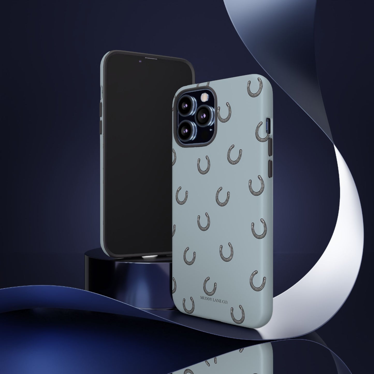 Horseshoe Pattern Tough Phone Case in Dusty Blue Matte
