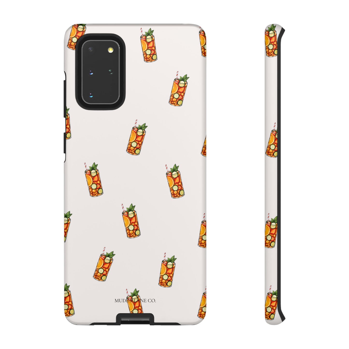 Summer Drink Pattern Tough Phone Case in Warm Cream Matte