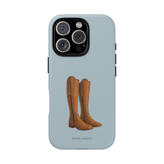 Riding Boots Tough Phone Case in Dusty Blue Matte