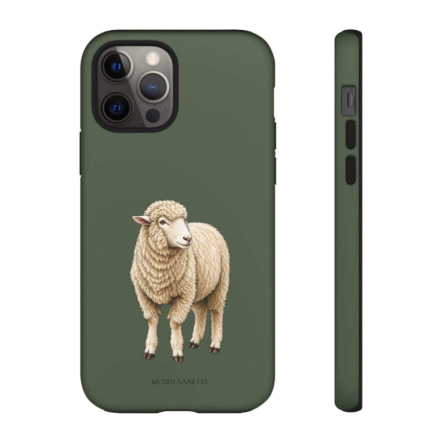 Sheep Tough Phone Case in Forest Green Matte