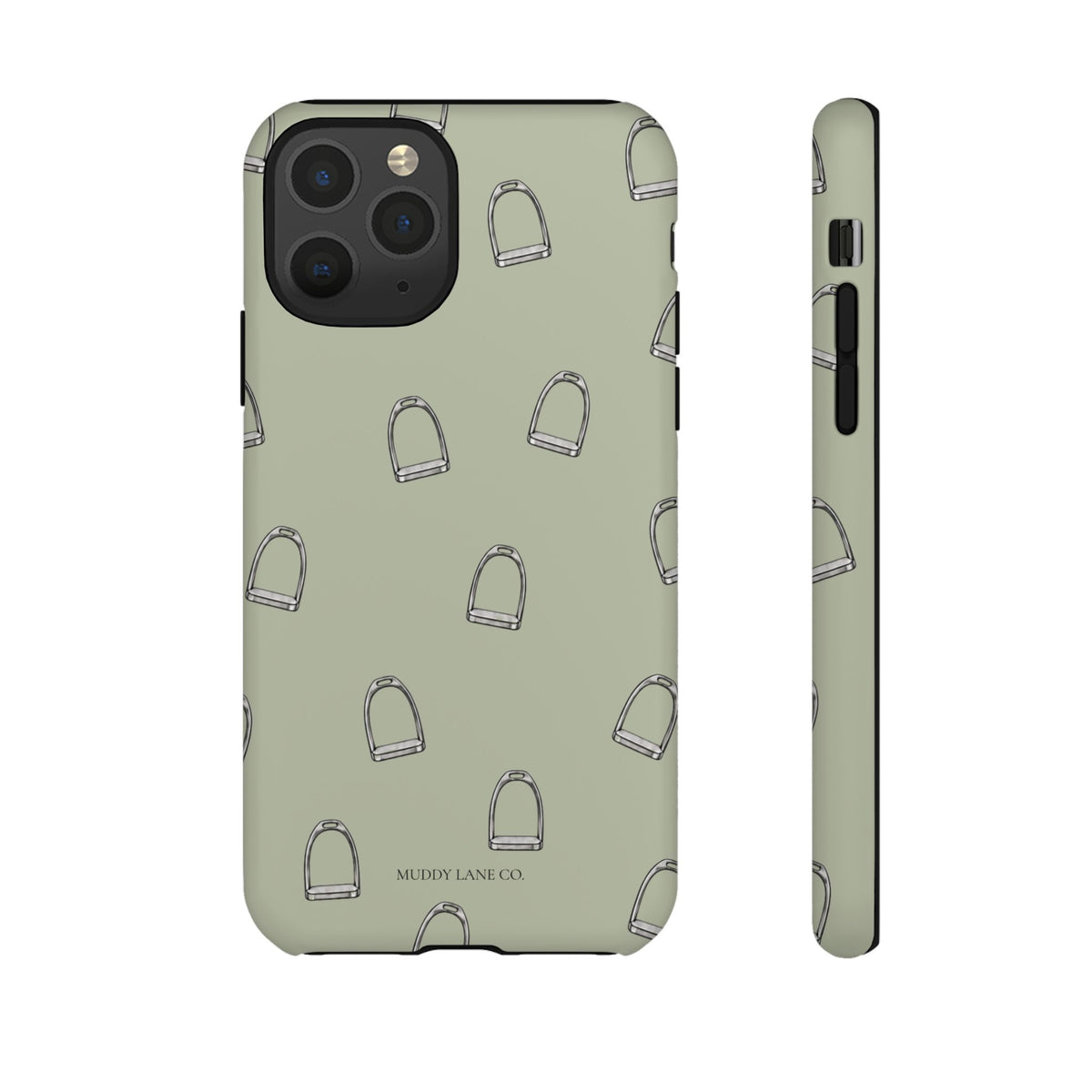 Stirrup Pattern Tough Phone Case in Light Sage Matte