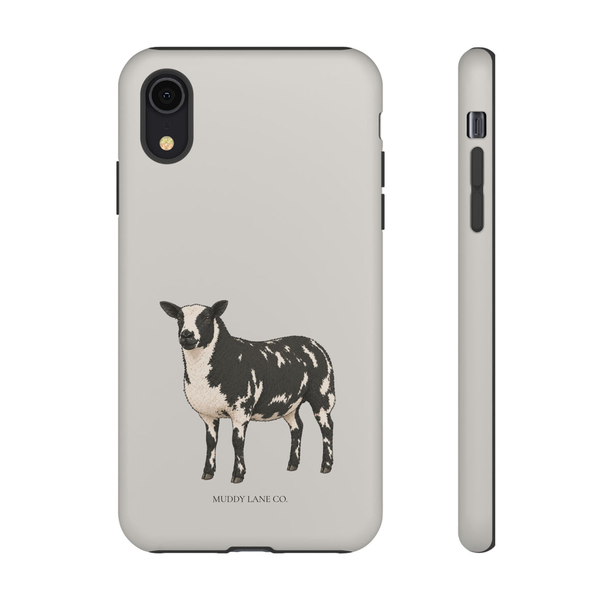 Dutch Spotted Sheep phone case in Soft Grey by Muddy Lane Co, photo 5