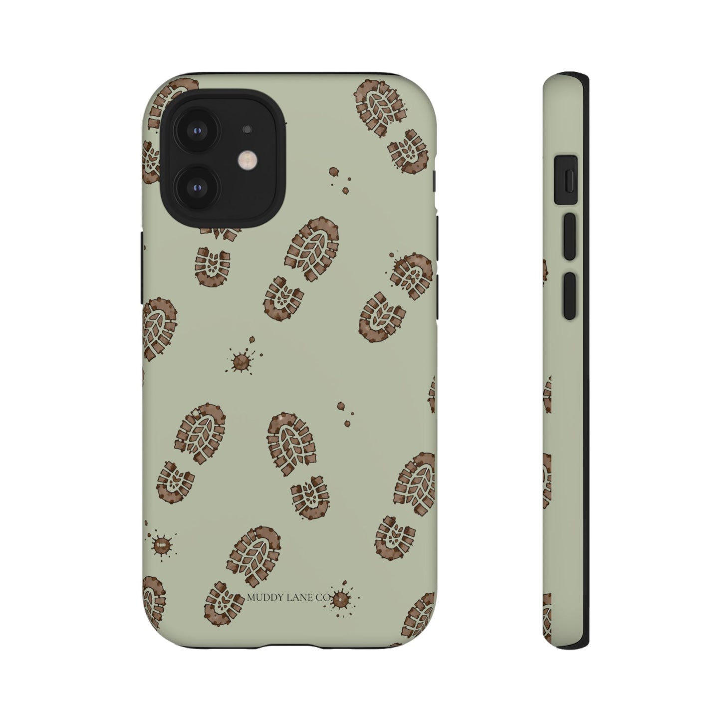 Muddy Boot Print Tough Phone Case in Light Sage Matte