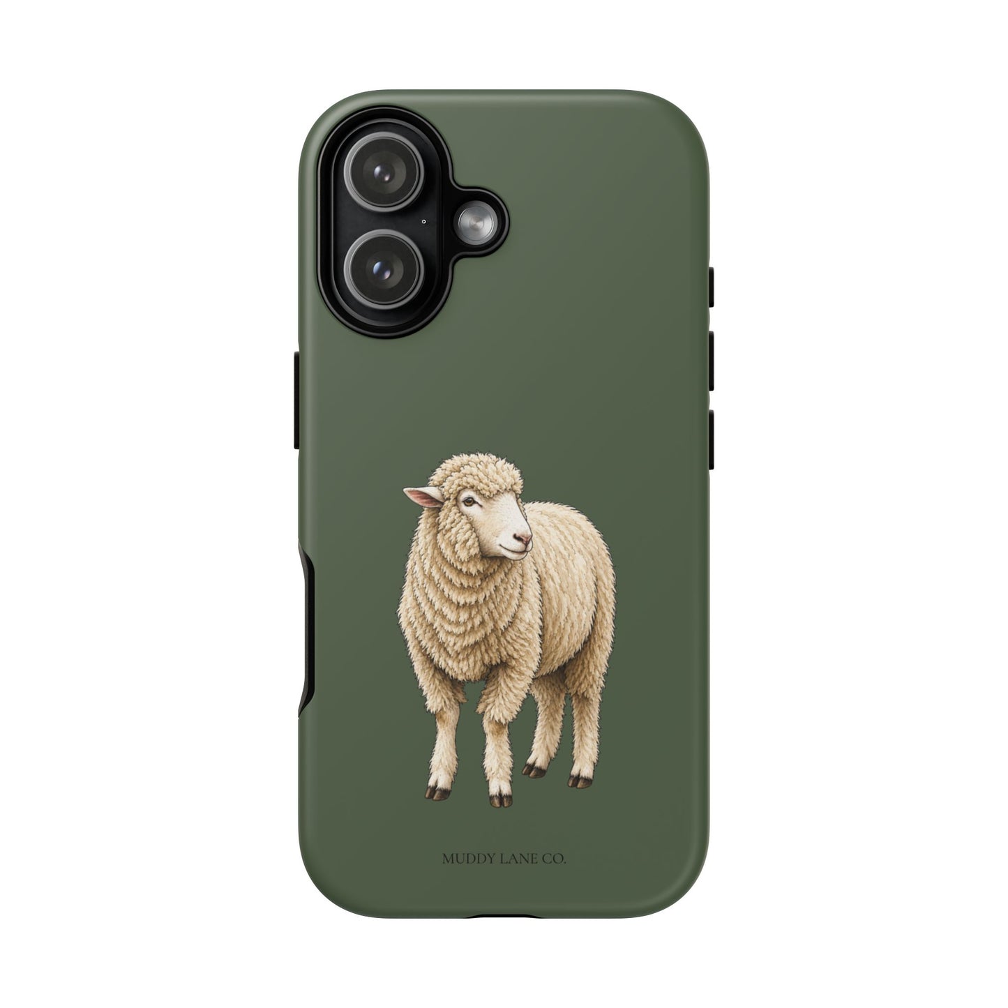 Sheep Tough Phone Case in Forest Green Matte