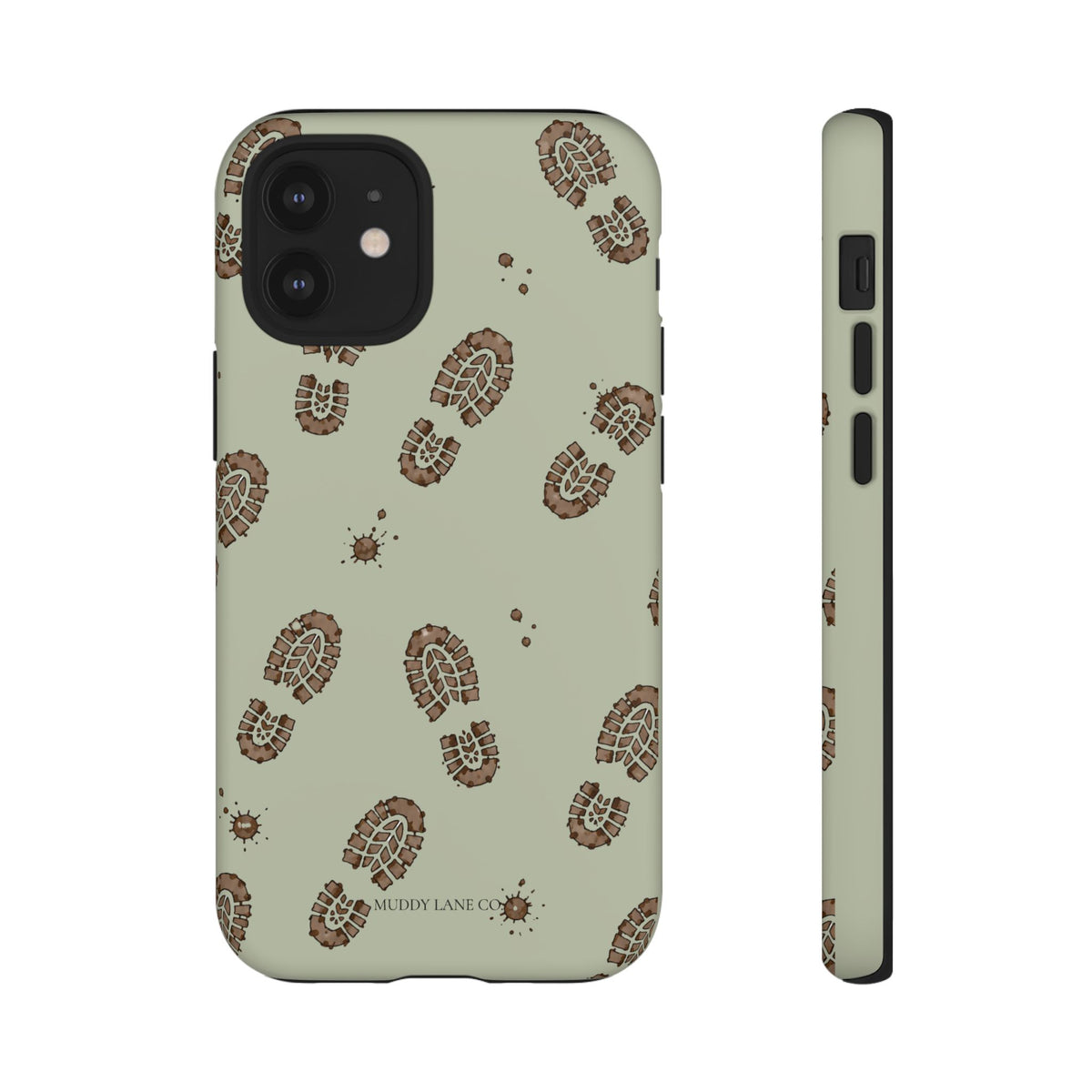 Muddy Boot Print Tough Phone Case in Light Sage Matte