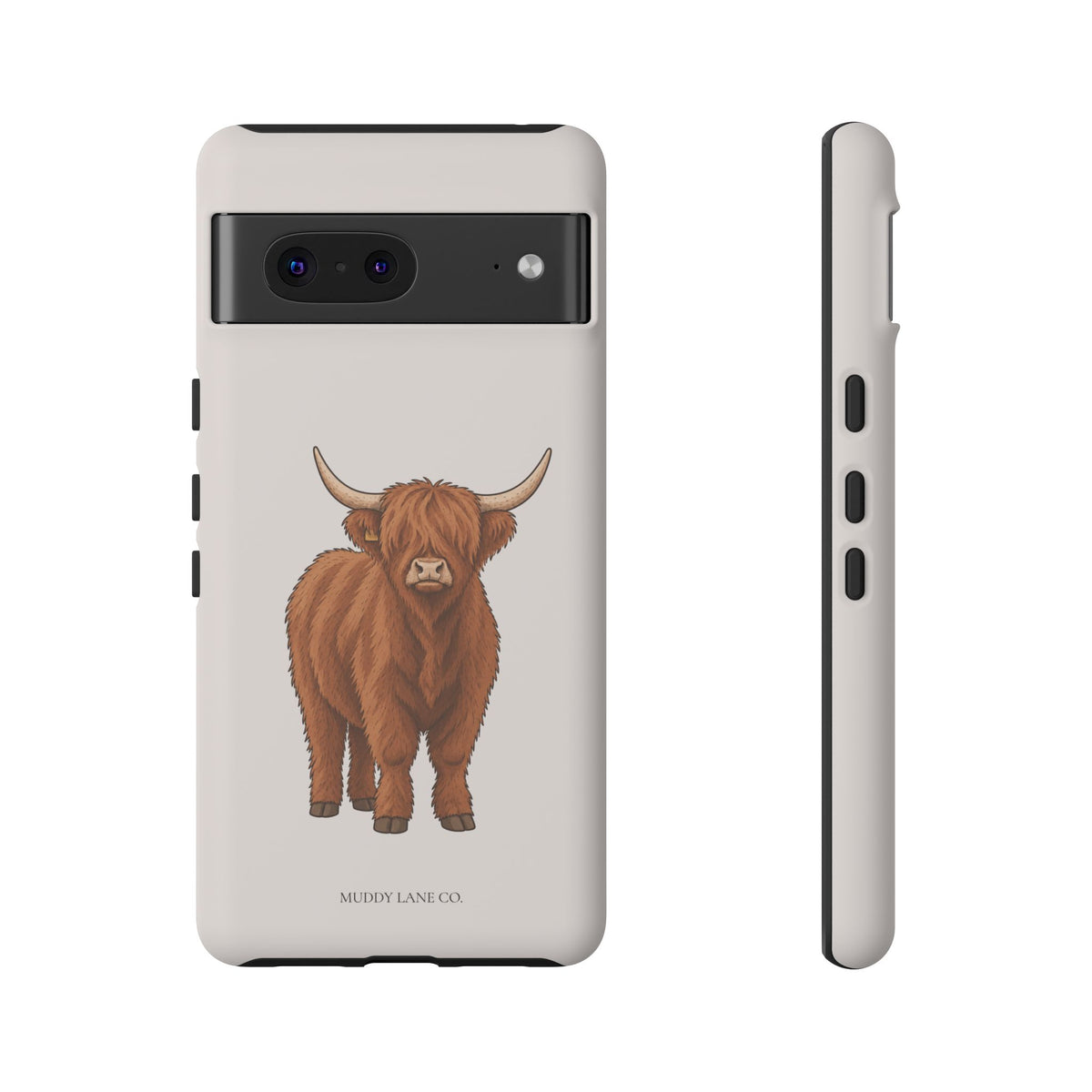 Highland Cow Tough Phone Case in Warm Cream Matte