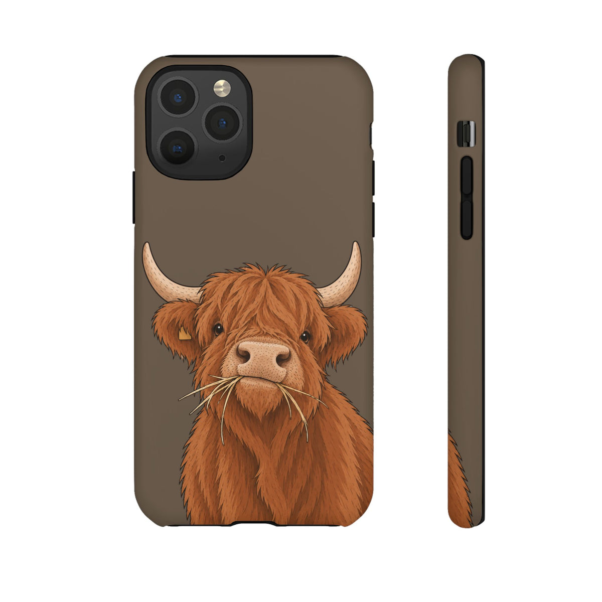 Highland Cow Close-Up Tough Phone Case in Taupe Brown Matte