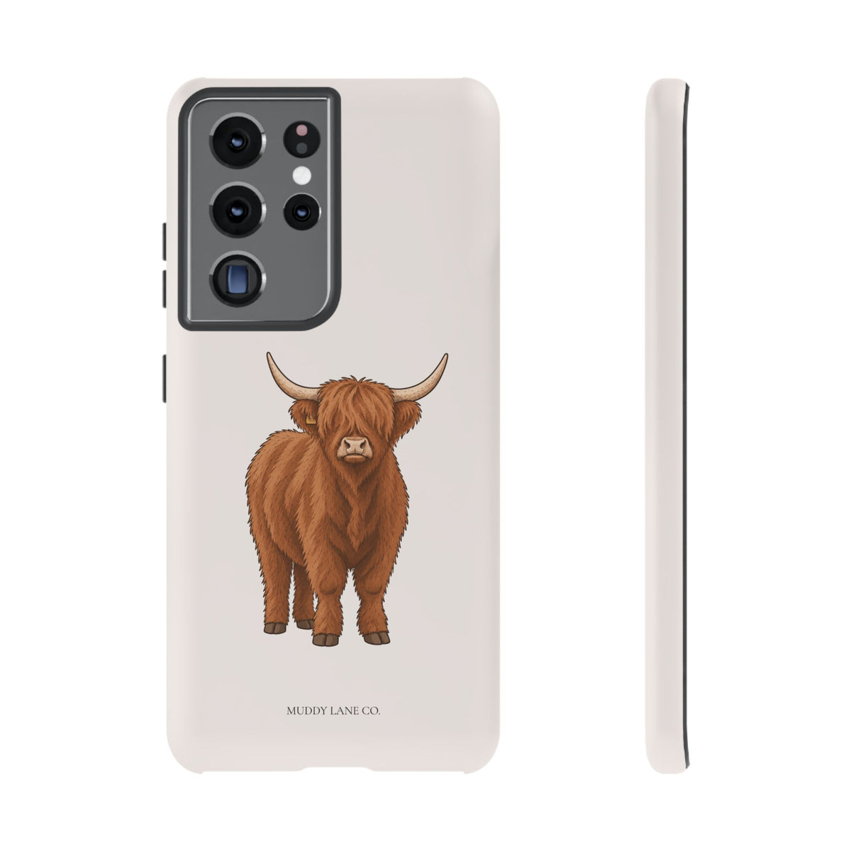 Highland Cow Tough Phone Case in Warm Cream Matte