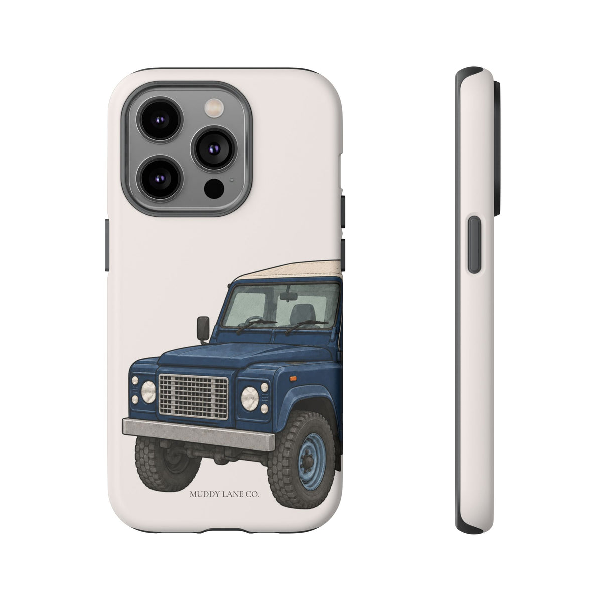Blue Classic 4x4 Close-Up Tough Phone Case in Warm Cream Matte