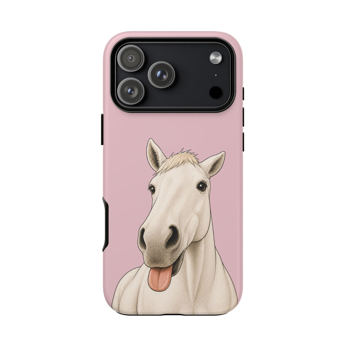 Silly White Horse Tough Phone Case in Soft Rosette Pink Matte