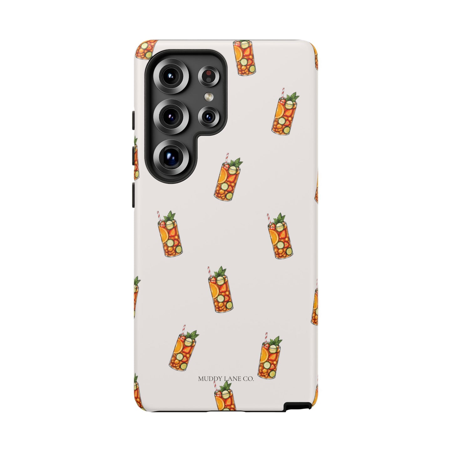 Summer Drink Pattern Tough Phone Case in Warm Cream Matte