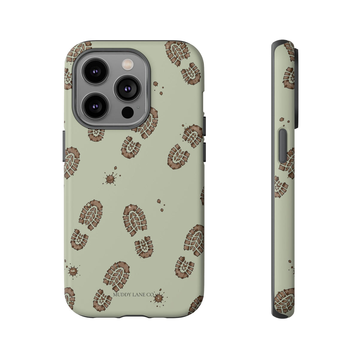 Muddy Boot Print Tough Phone Case in Light Sage Matte