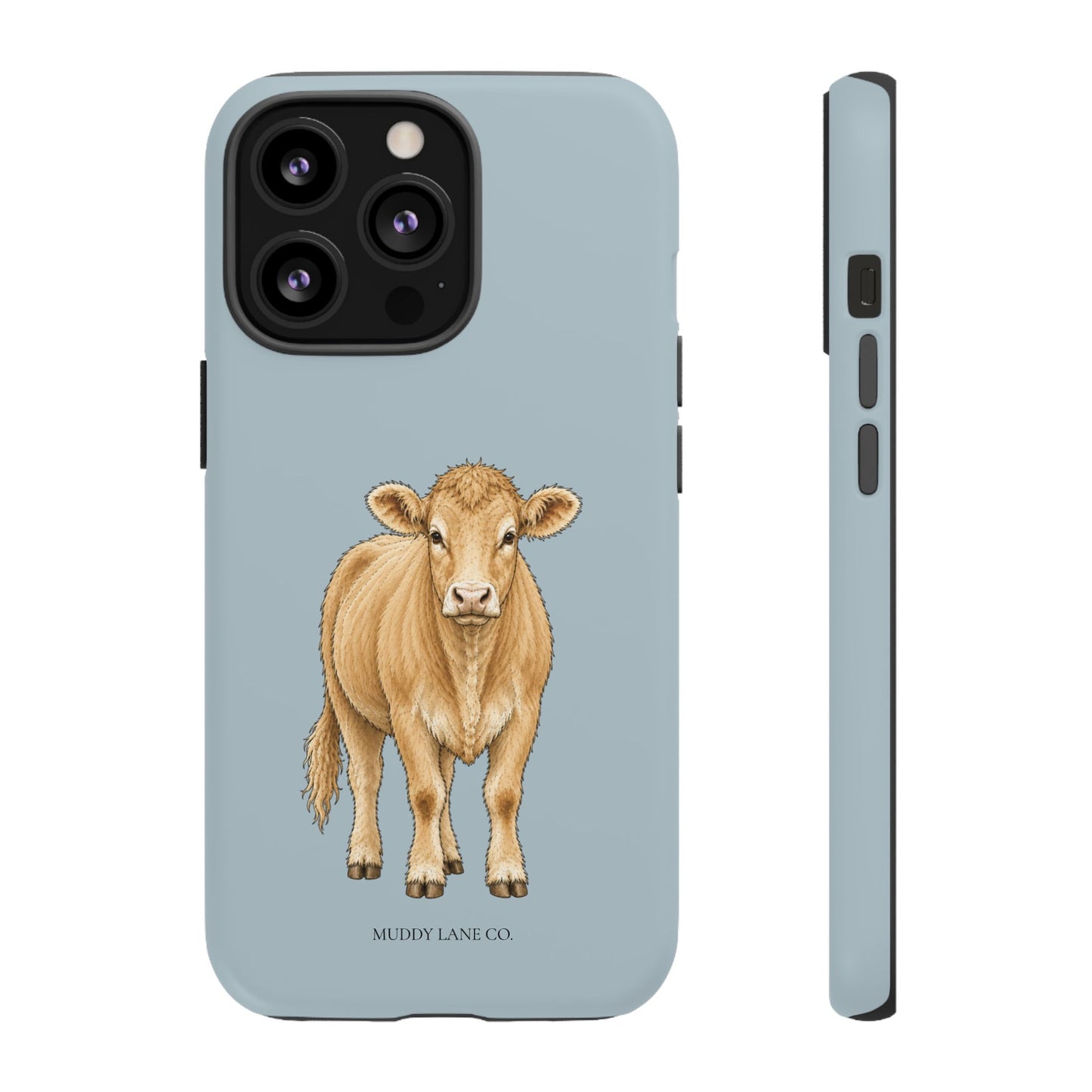 Farm Cow Tough Phone Case in Dusty Blue Matte