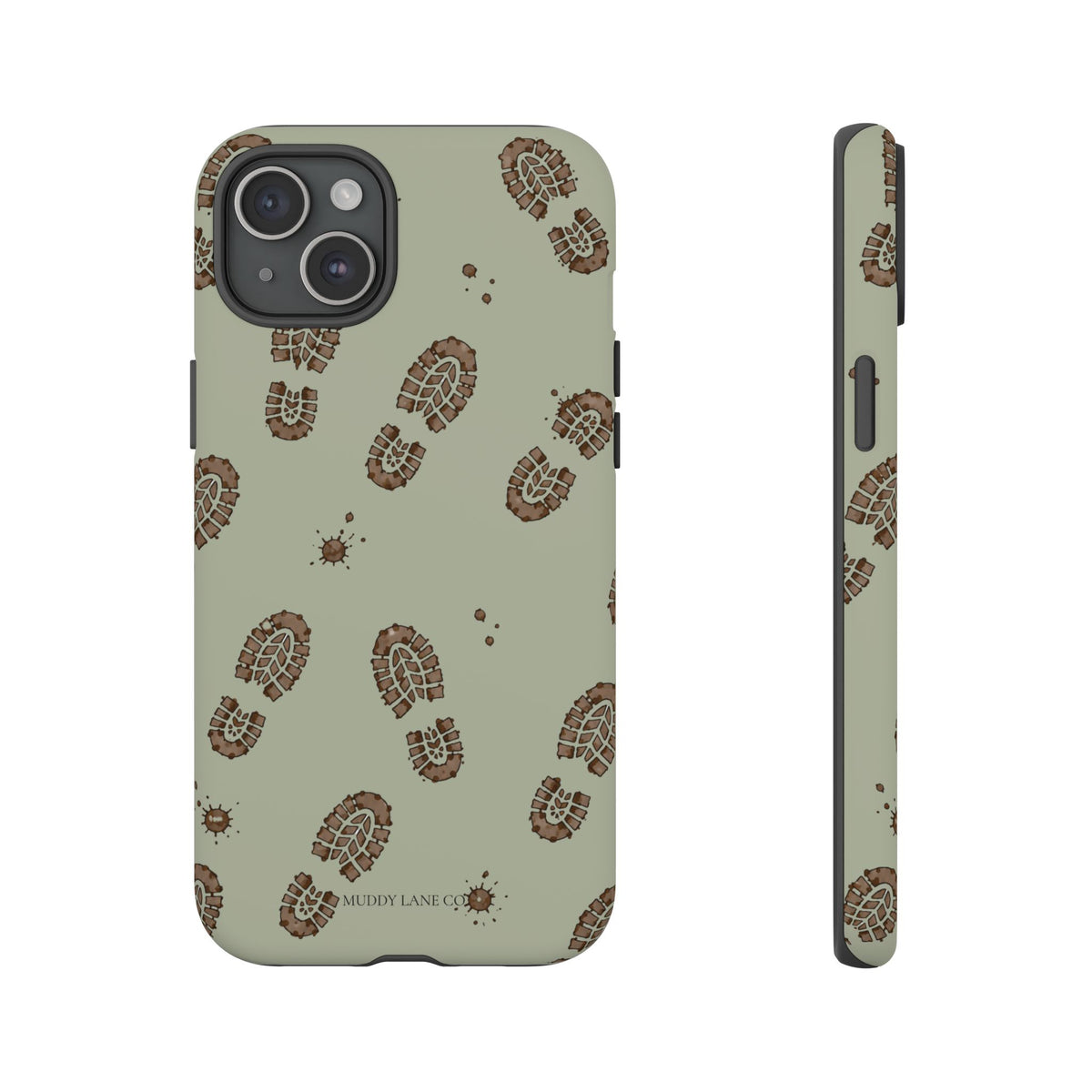 Muddy Boot Print Tough Phone Case in Light Sage Matte