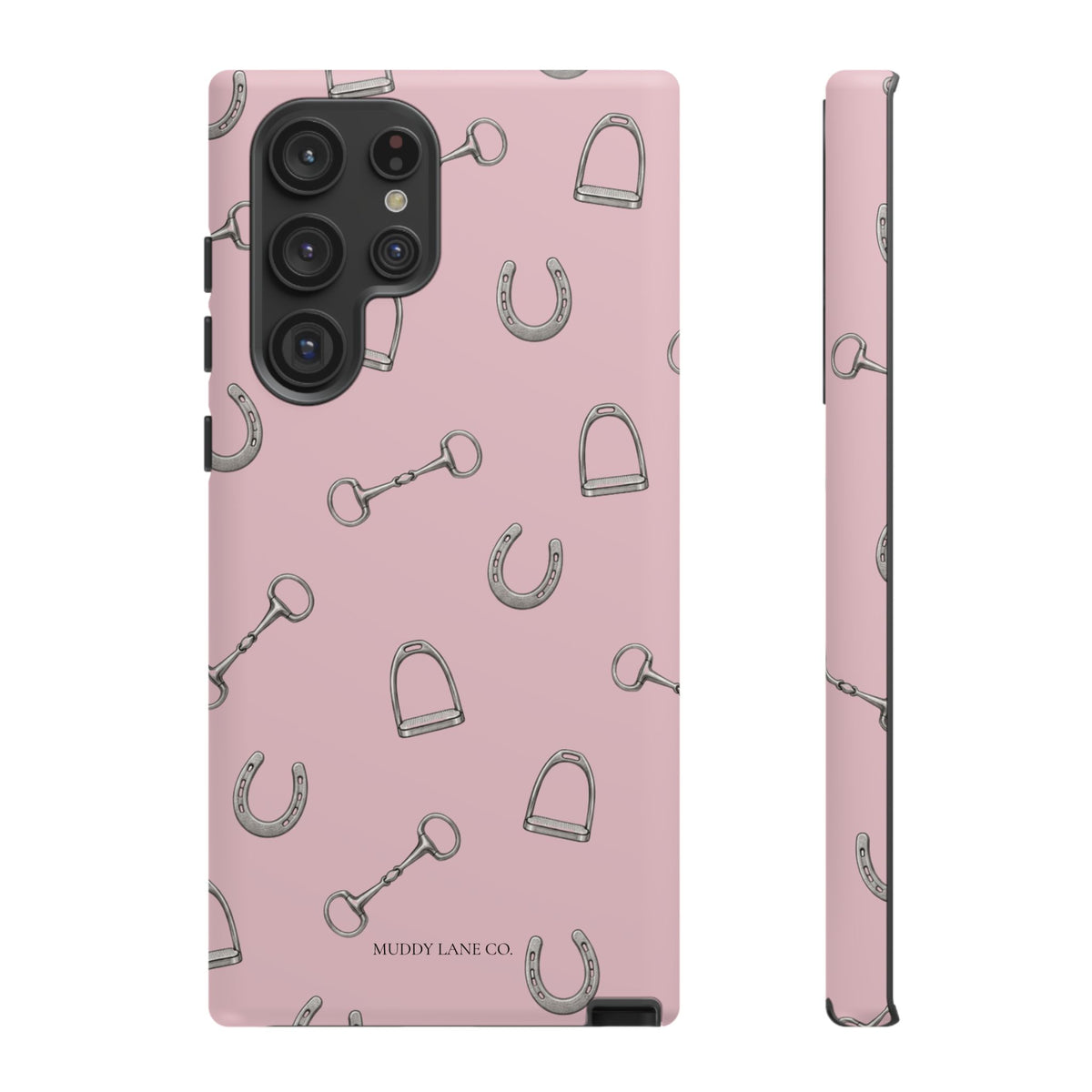 Tack Room Pattern Tough Phone Case in Soft Rosette Pink Matte